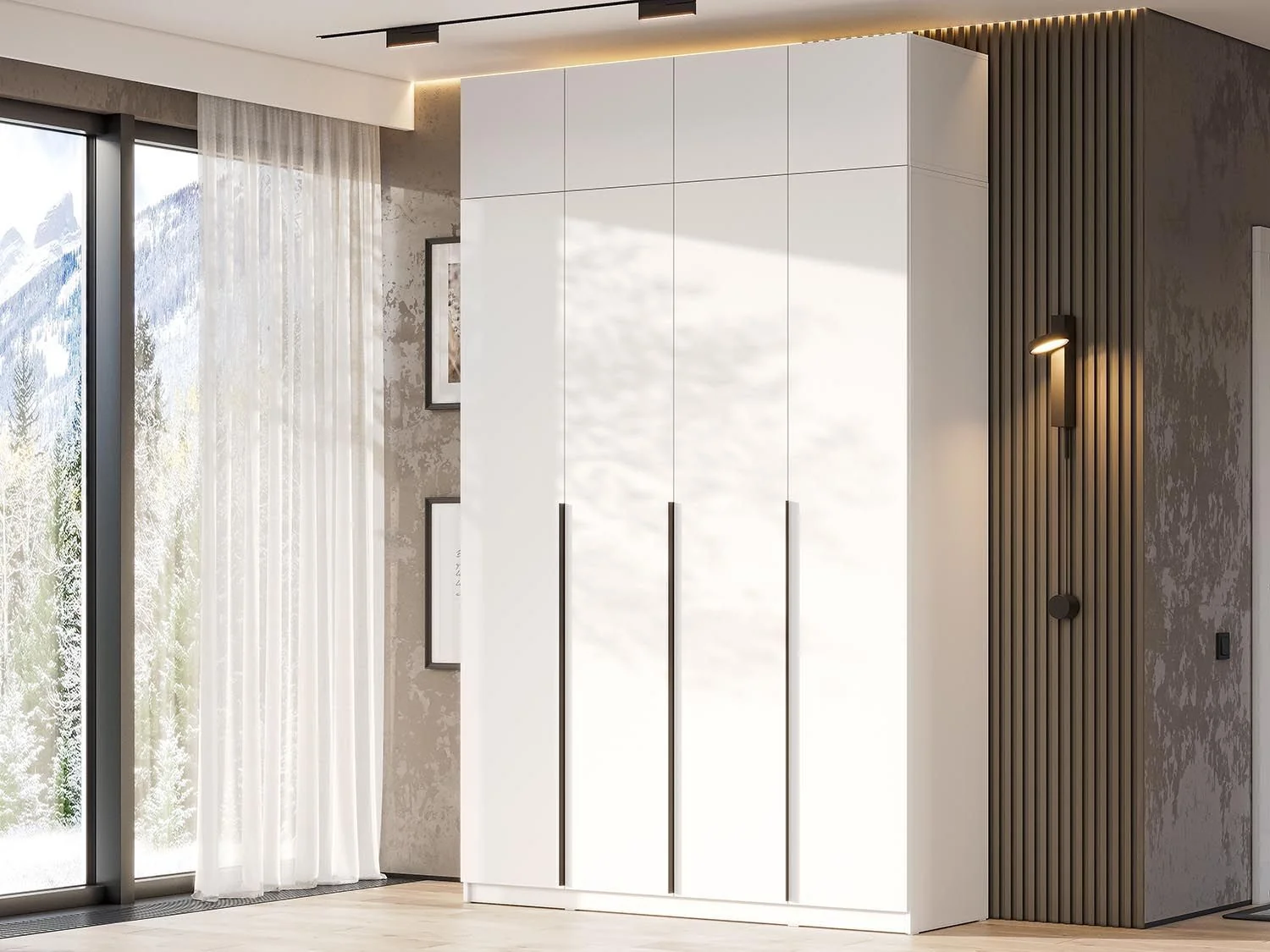 ШК 5 шкаф 1600 + антресоль + полки 1 комплект / Белый