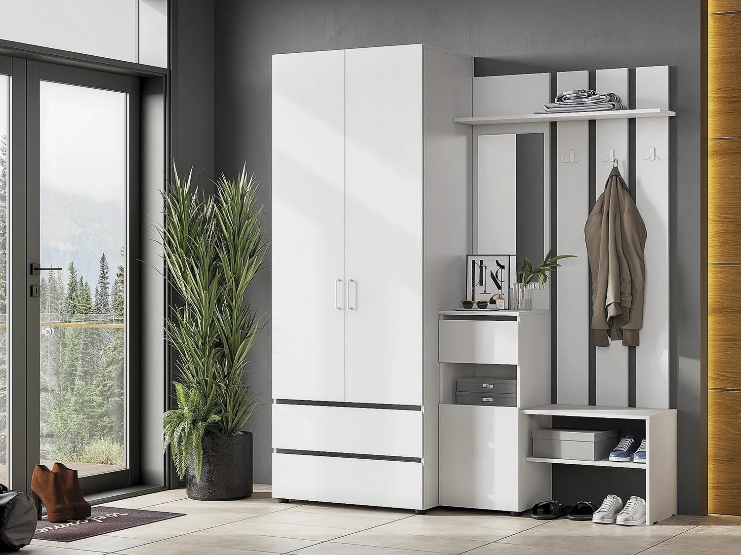 Прихожая Токио 1 / Белый текстурный