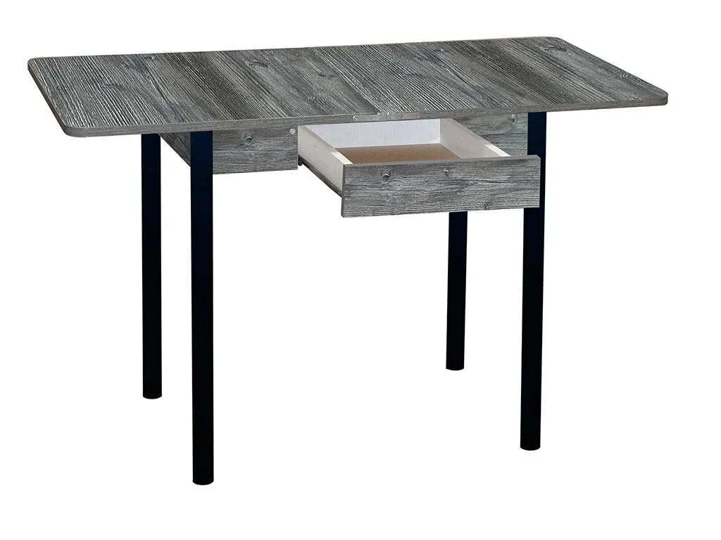 Эко 80х60 стол обеденный раскладной с ящиком / пасадена/черный