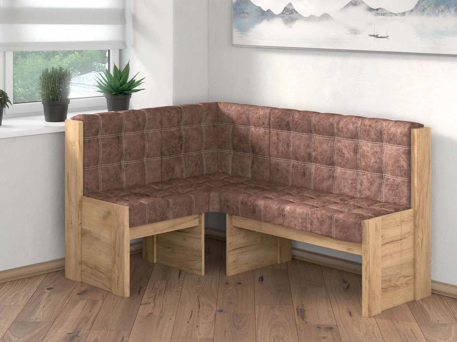 Скамья угловая Квадро / Дуб золотой/Коньяк