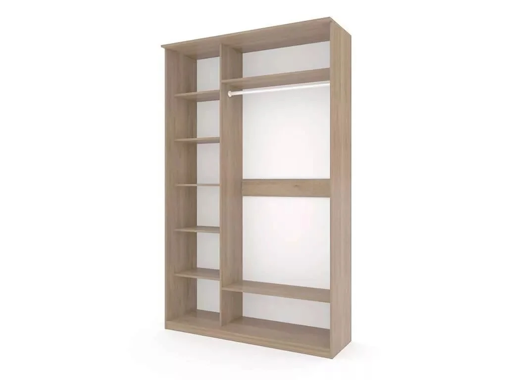 Шкаф купе Модерн 1490х600 2-х дверный 2-х секционный зеркальный с пескоструем №1 ясень