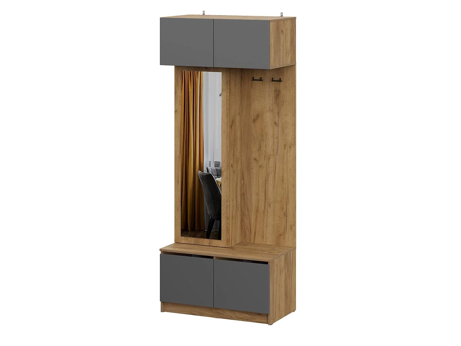 Авиньон вешалка с зеркалом / Дуб золотой/Графит