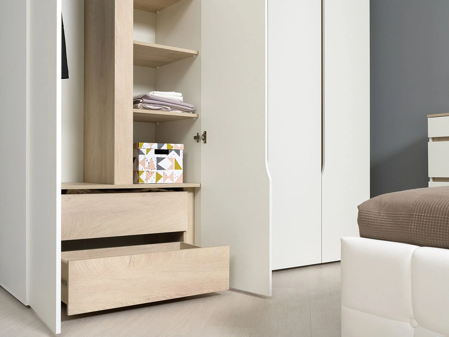 Спальня Муссон 2 Белый/Дуб Эндгрейн