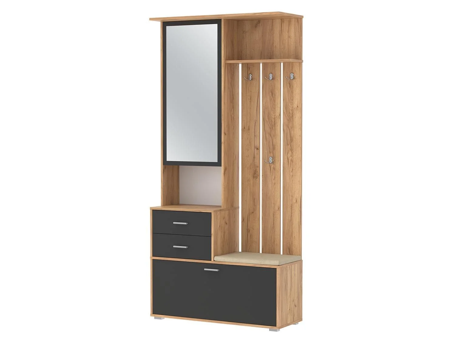 Антре шкаф для прихожей 65.08 Дуб золотой / Диамант серый