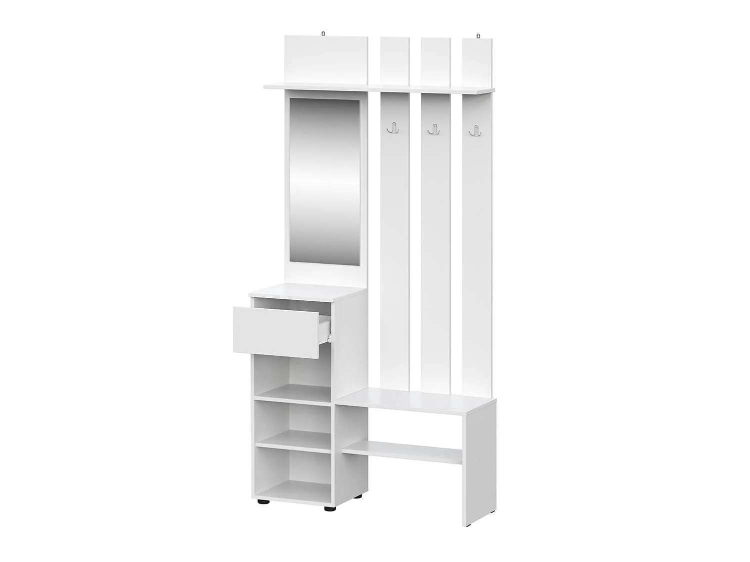 Токио вешалка с зеркалом / Белый текстурный