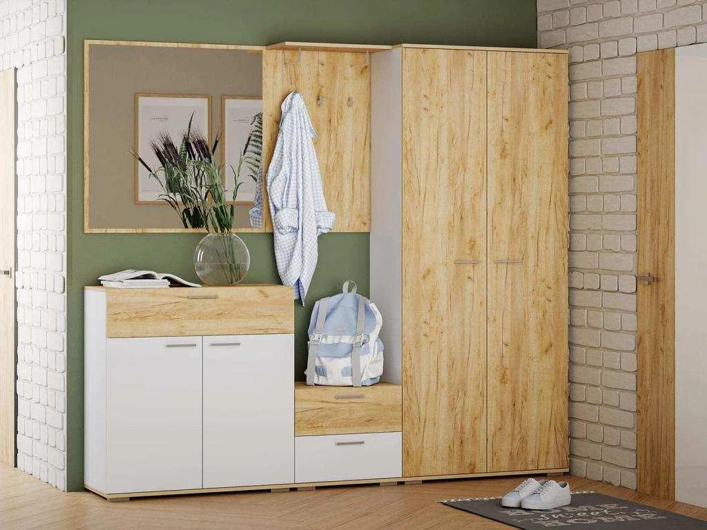 Прихожая Санти-1 Белый/Дуб крафт золотой