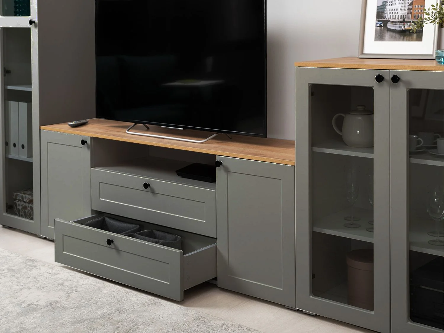 Остин Тумба под ТВ 16.47 графит/дуб золотой