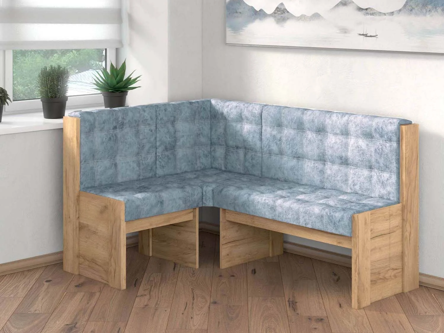 Скамья угловая Квадро / Дуб золотой/Лагуна