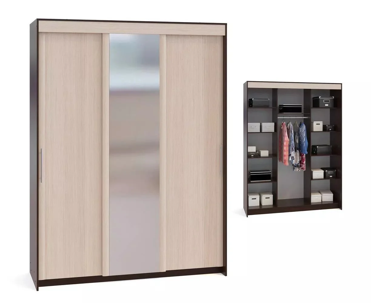 Шкаф-купе Контур ШР-186.31 с зеркалом Венге / Беленый дуб