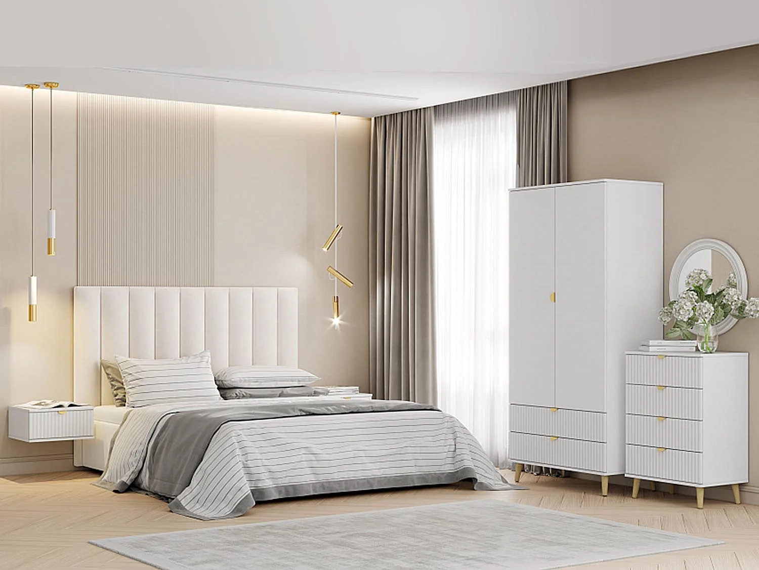 Спальня Дакота 1 Белый / Меренга