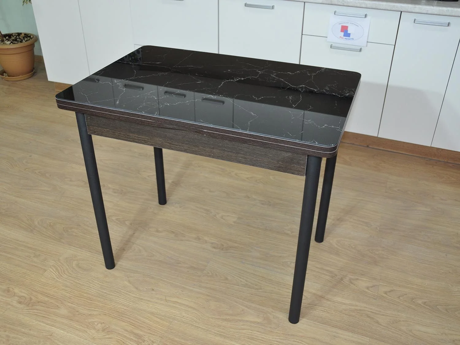 Симпл фотопечать стол обеденный раскладной / черный мрамор/венге/черный