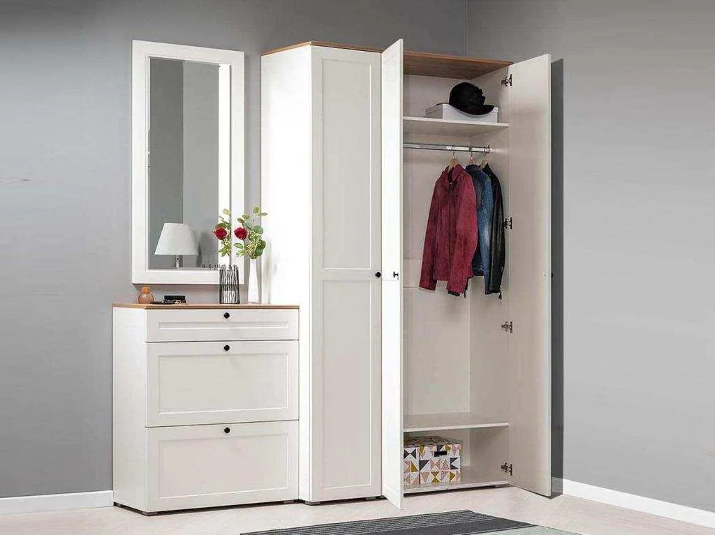 Прихожая Остин 3 Белый шагрень/Дуб Вотан