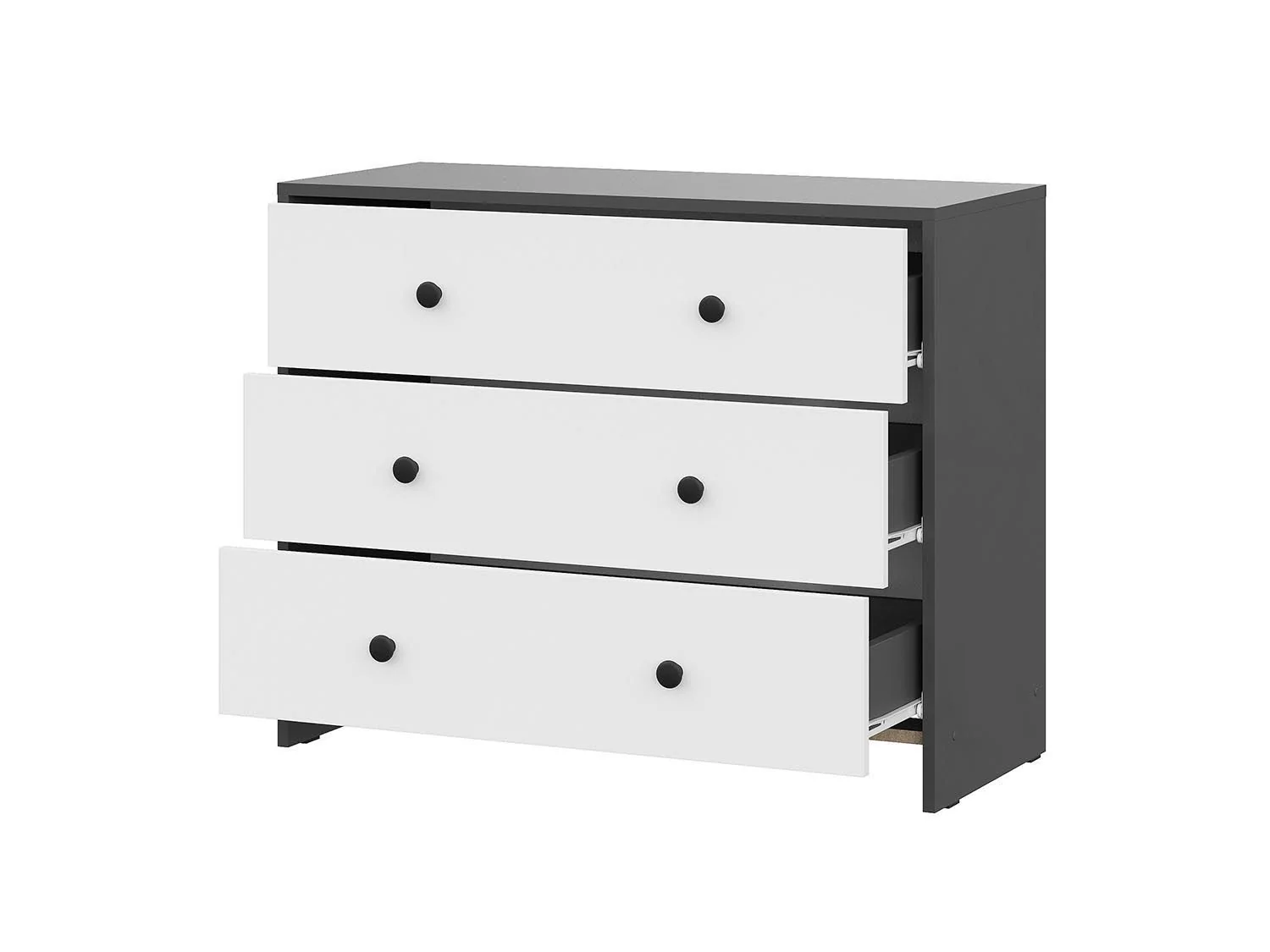 Дольче комод 3 ящика / Графит/Белый