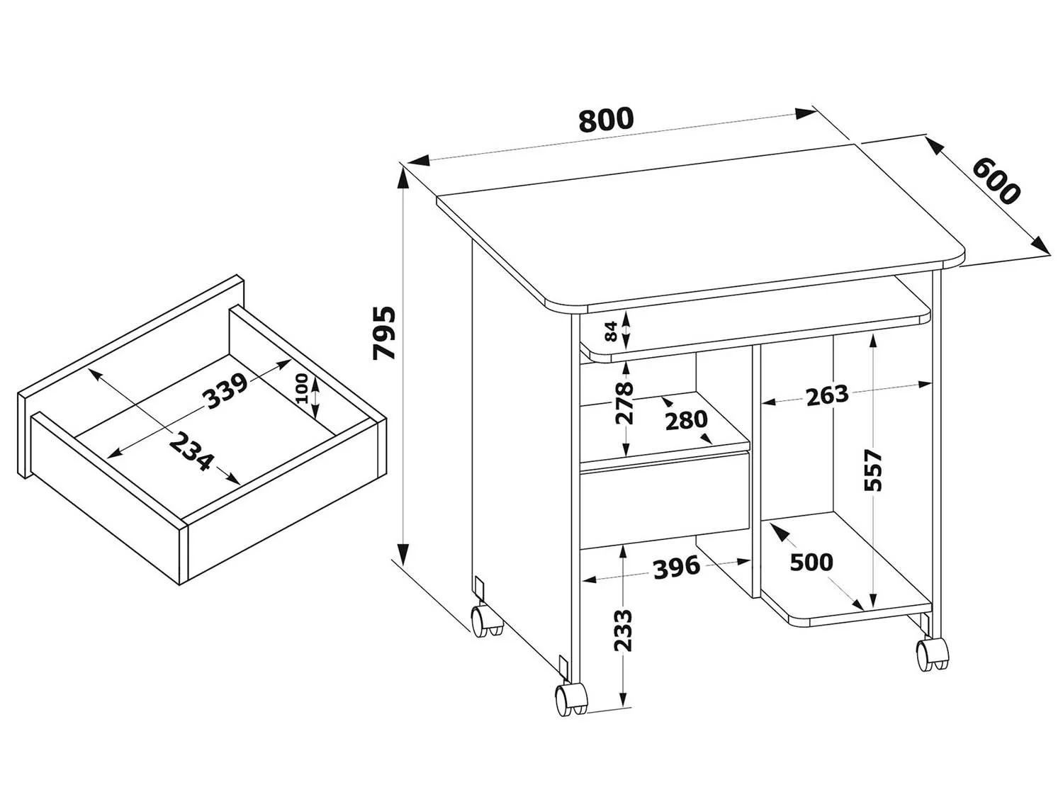 Компьютерный стол КСТ-10.1 белый