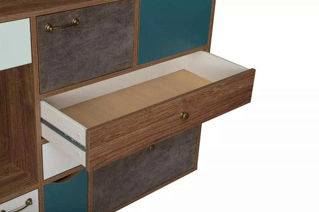 Вайс Комод 10.104 Морское дерево Винтаж/Камень Тем./Бензин/Белый