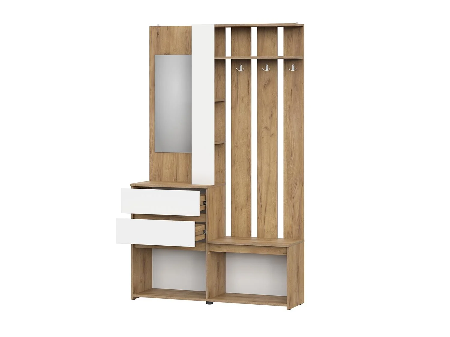 Некст 1 вешалка с зеркалом / Дуб золотой/Белый