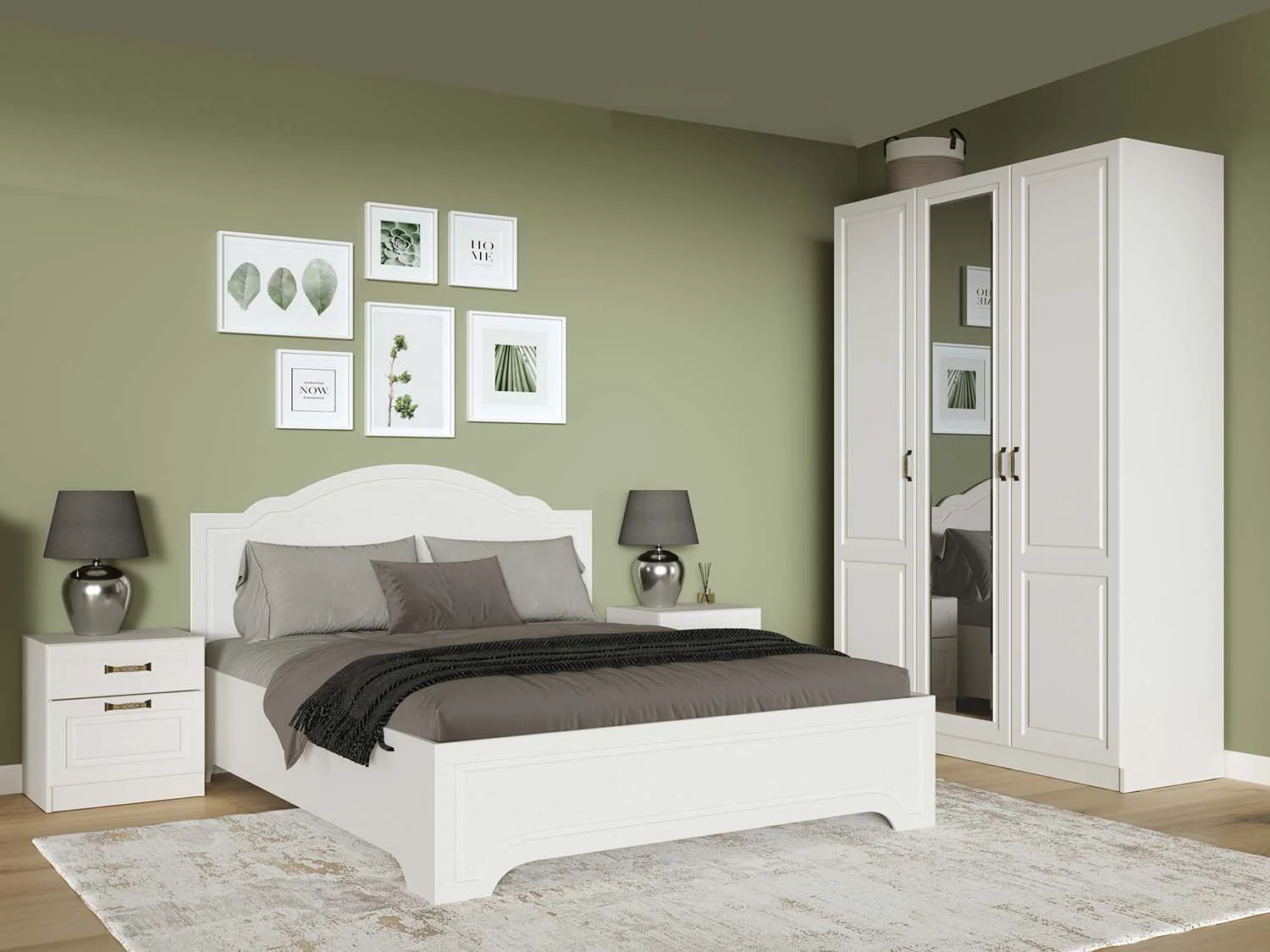 Спальня Ливерпуль / Белый/Ясень ваниль