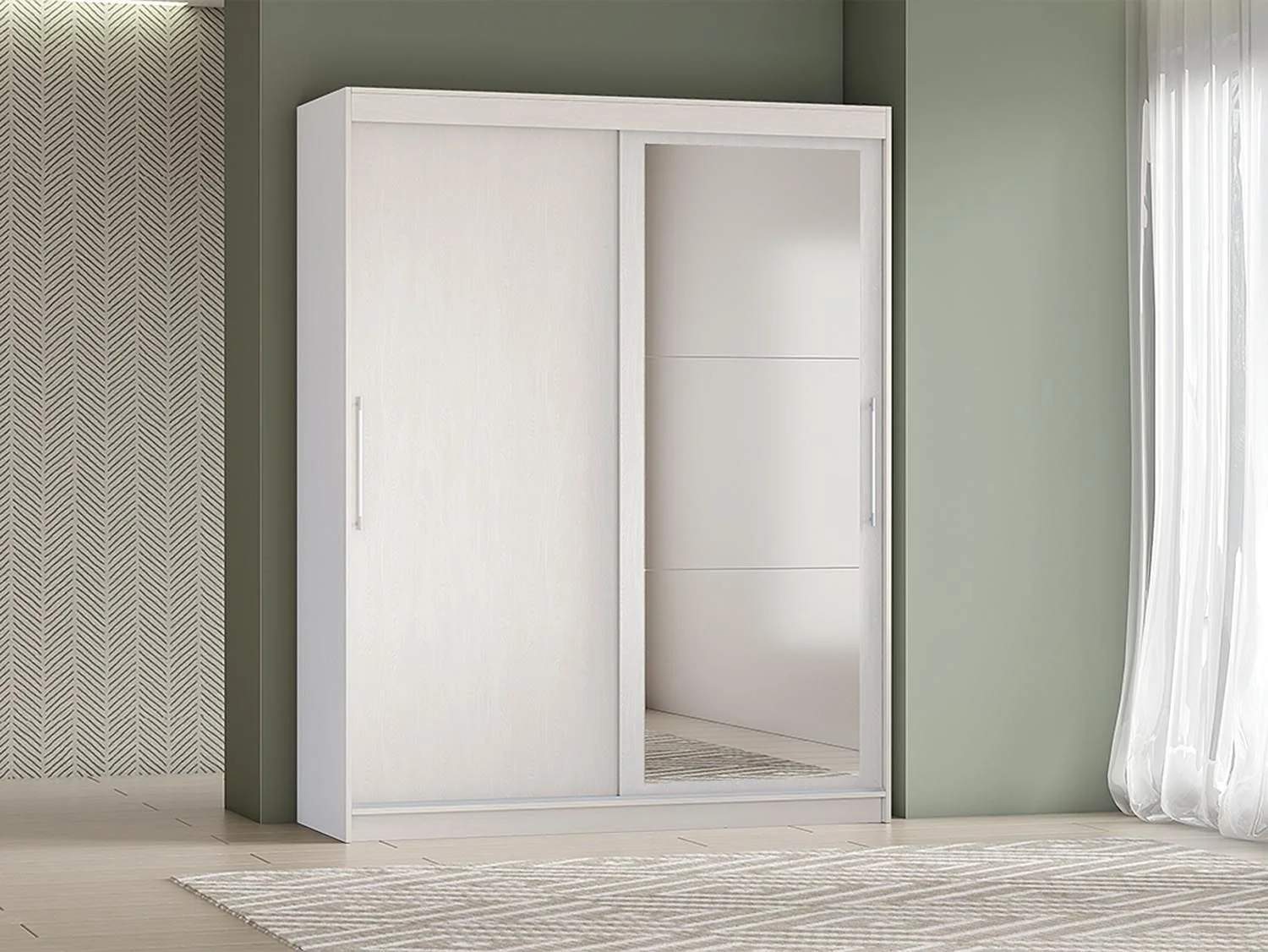 Шкаф-купе арт. 007 1,7 м зеркало / Ясень анкор светлый