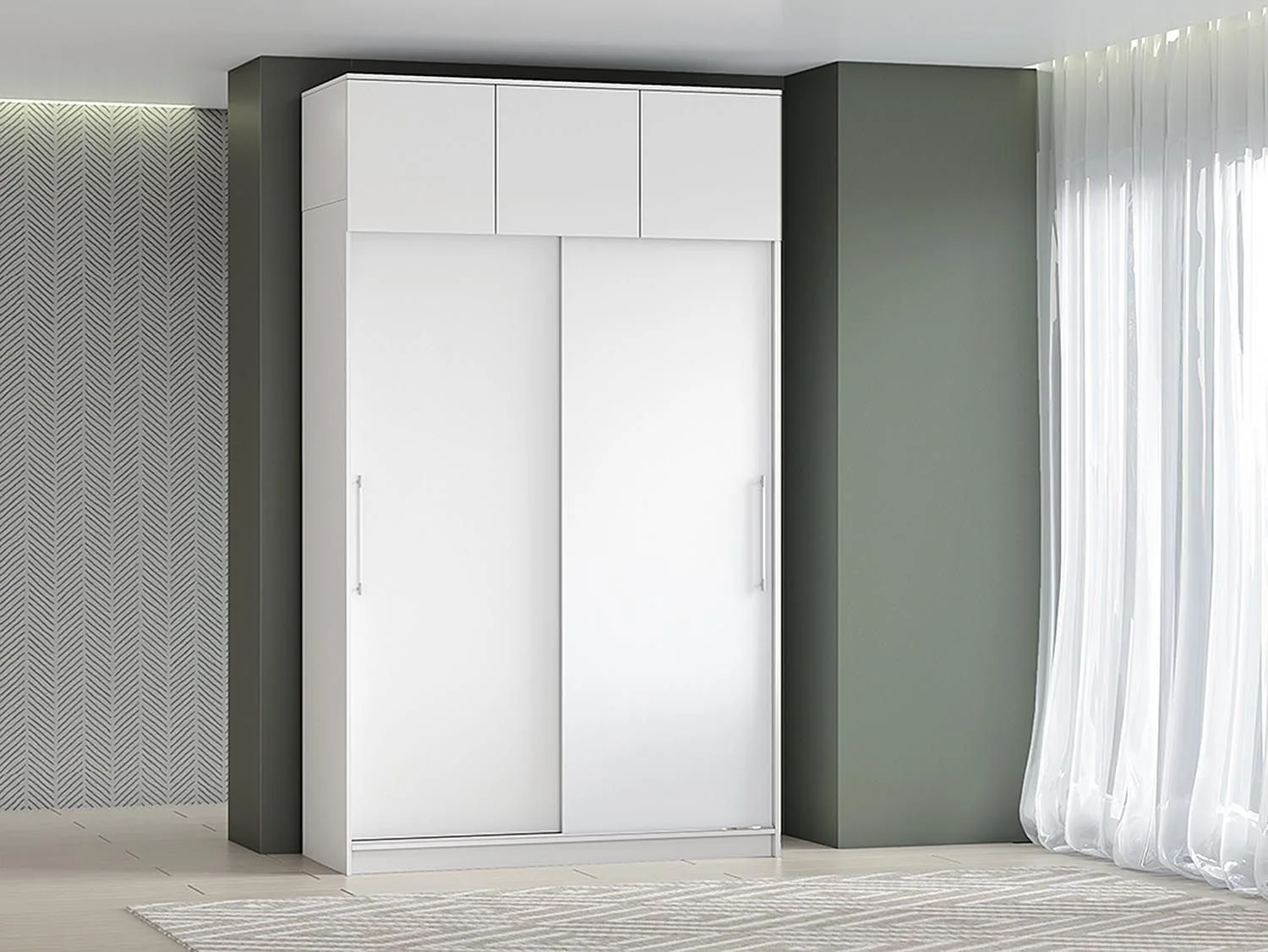 Шкаф-купе арт. 007 1,5 м антресоль / Белый