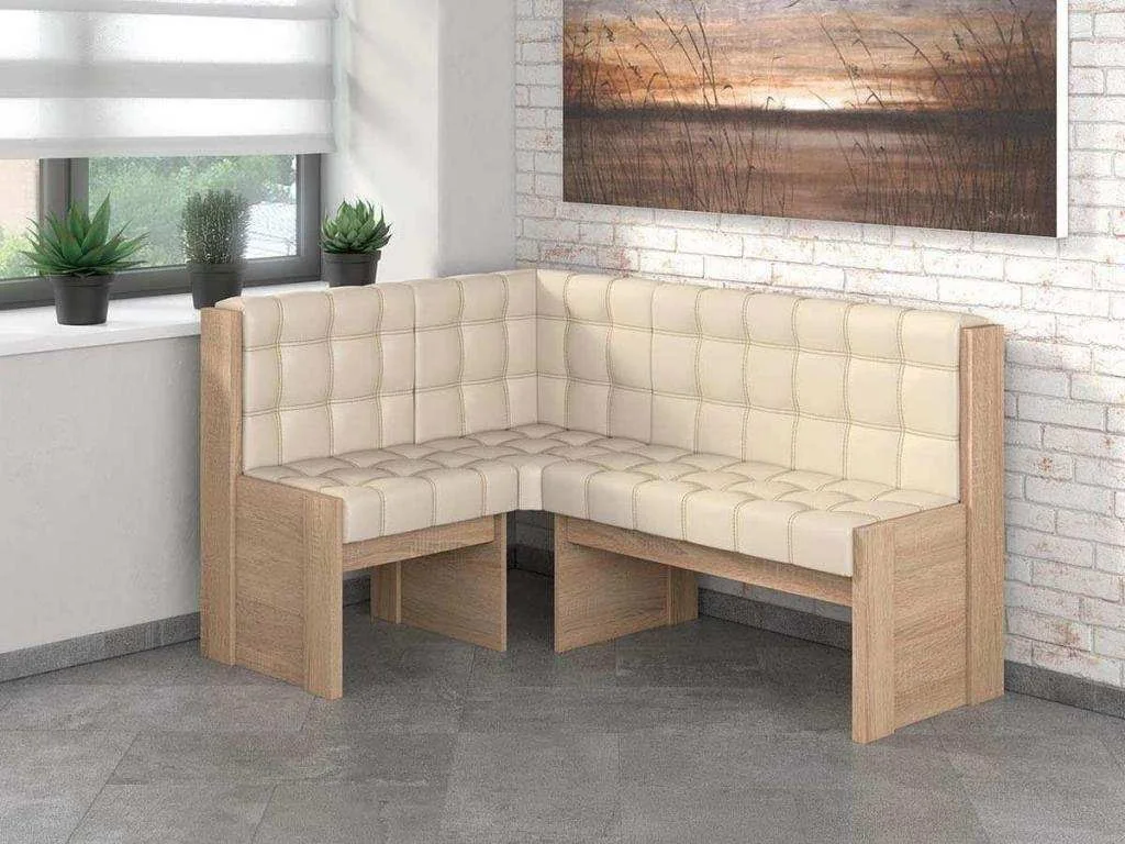 Угловая скамья Квадро дуб сонома/Крем