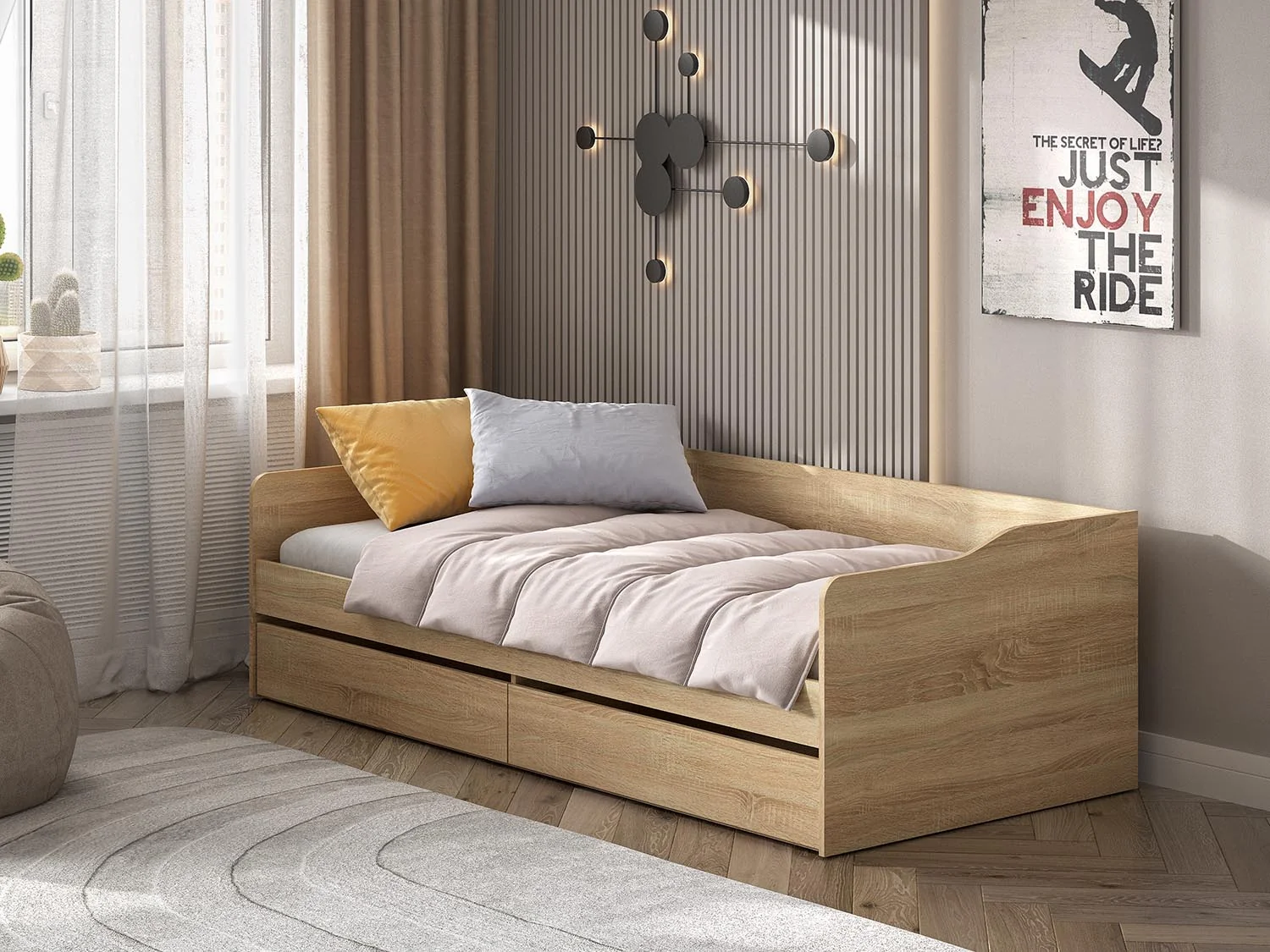 КР 1 кровать универсальная + основание настил лайт ДСП / Дуб Сонома