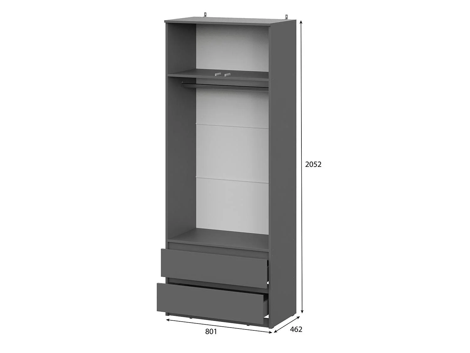 Денвер шкаф двухстворчатый с ящиками / Графит серый