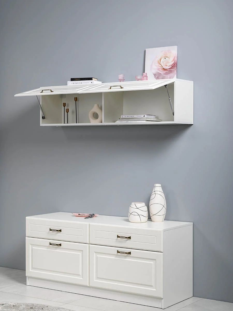 Ливерпуль Шкаф навесной Белый/Ясень ваниль