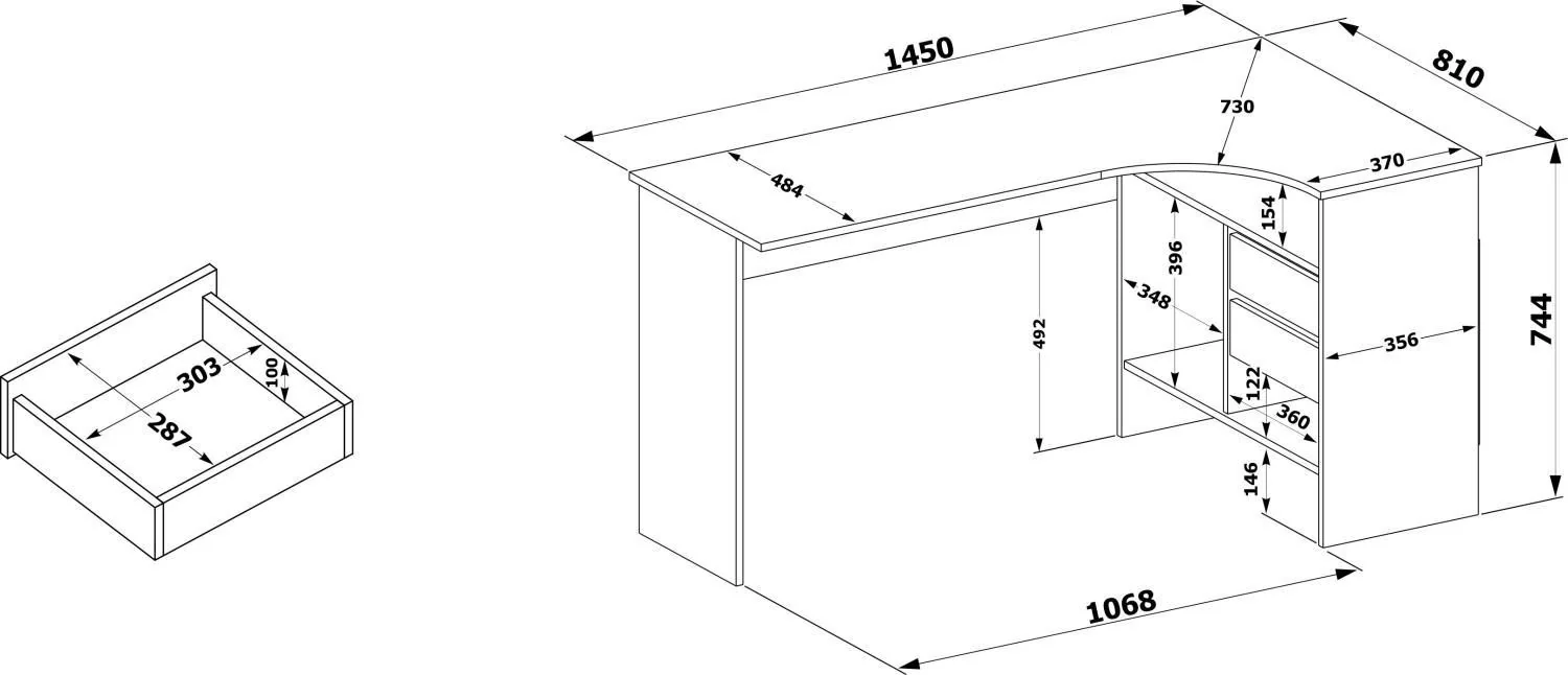Письменный Стол СПМ-25 Правый Дуб сонома