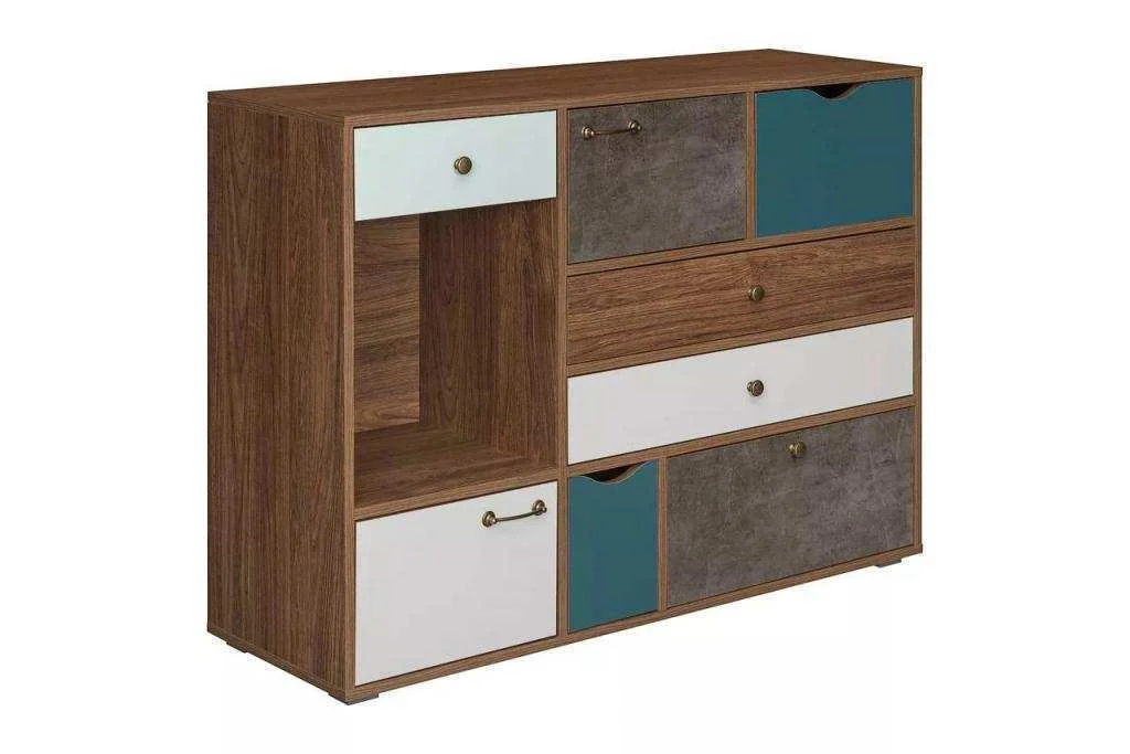 Вайс Комод 10.104 Морское дерево Винтаж/Камень Тем./Бензин/Белый