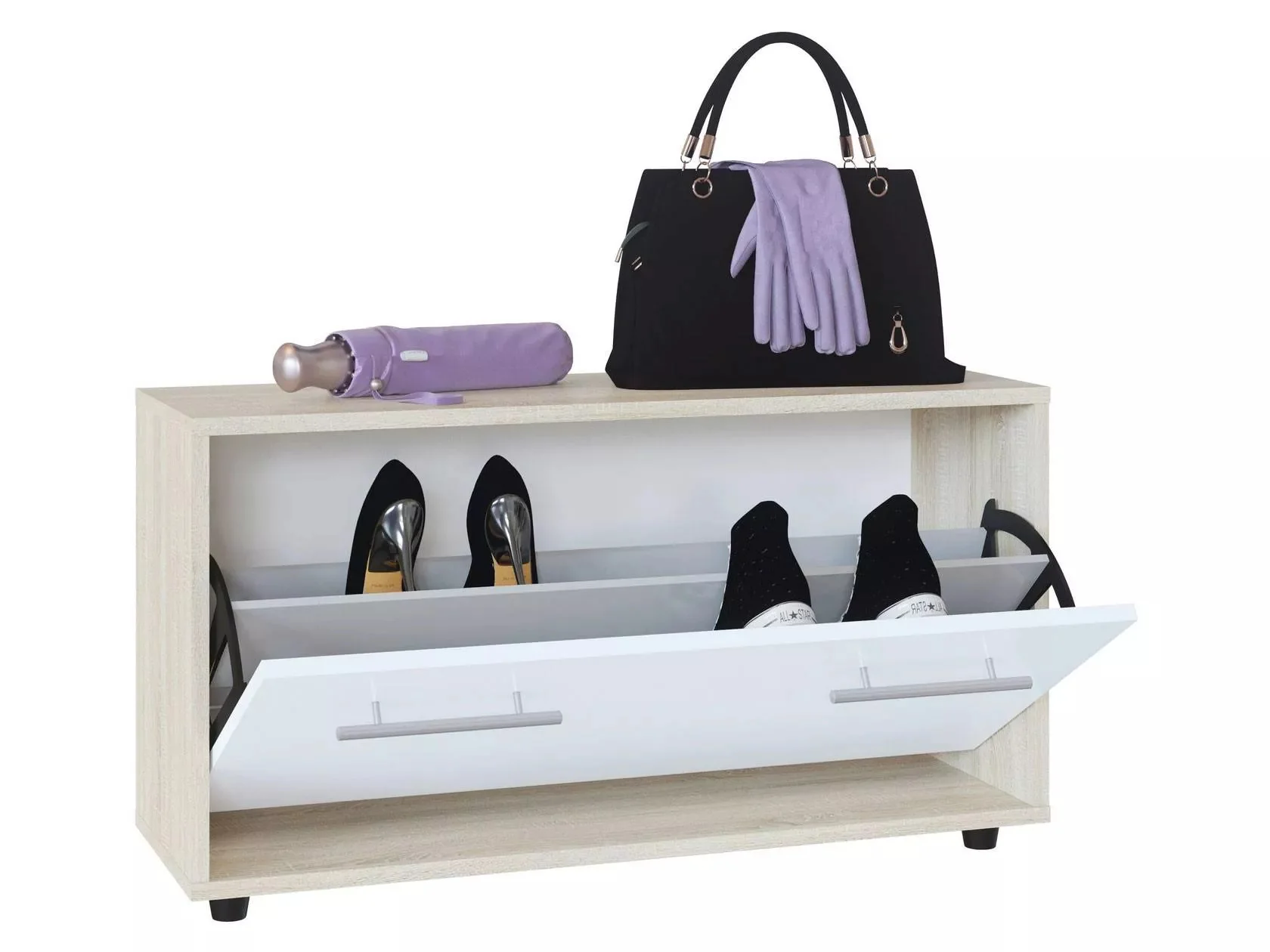 Обувница ТП-3 Дуб сонома/Белый