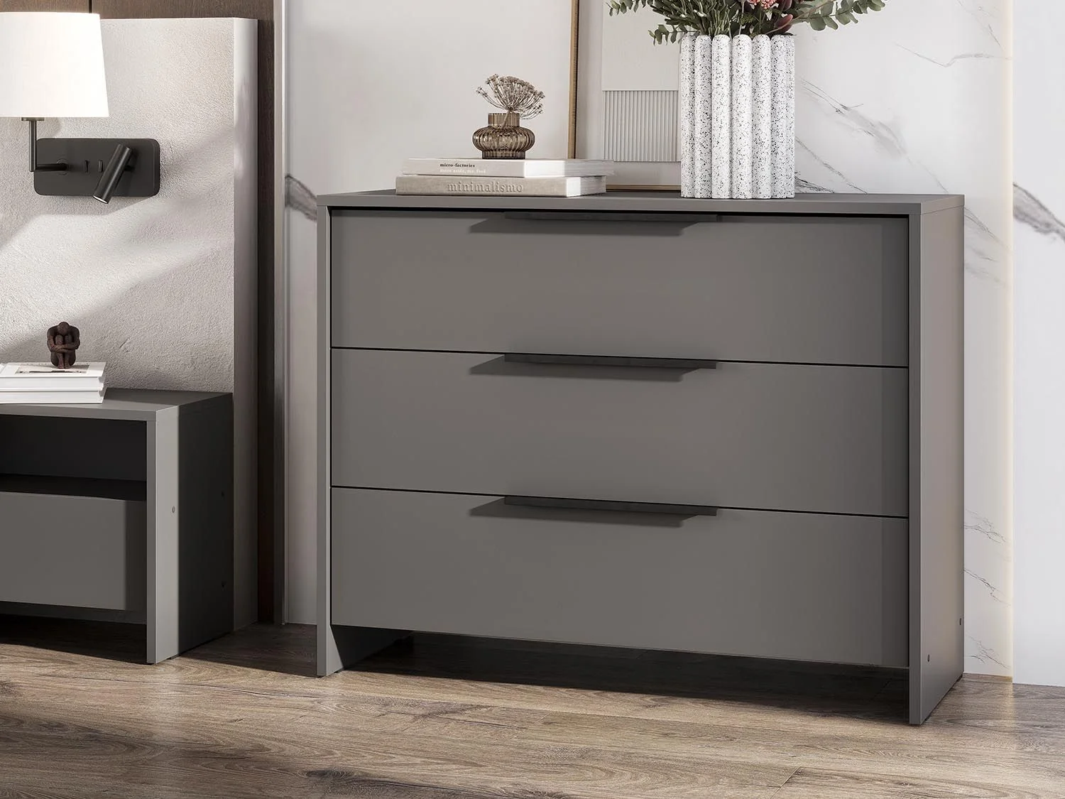 Камелия 1 комод 3 ящика (серия 2) / Графит