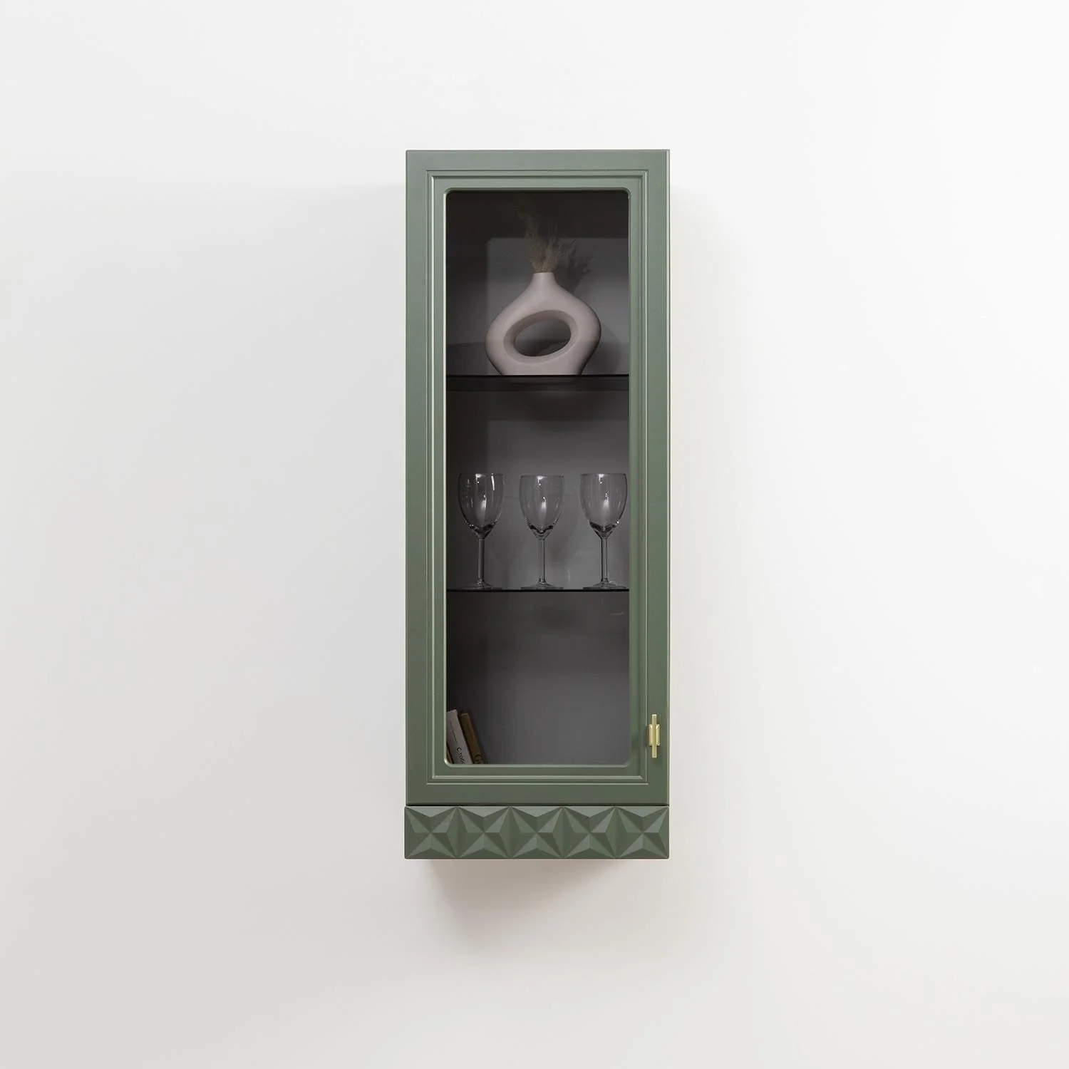 Марион шкаф навесной 16.334 Дымчатый зеленый / Олива шагрень