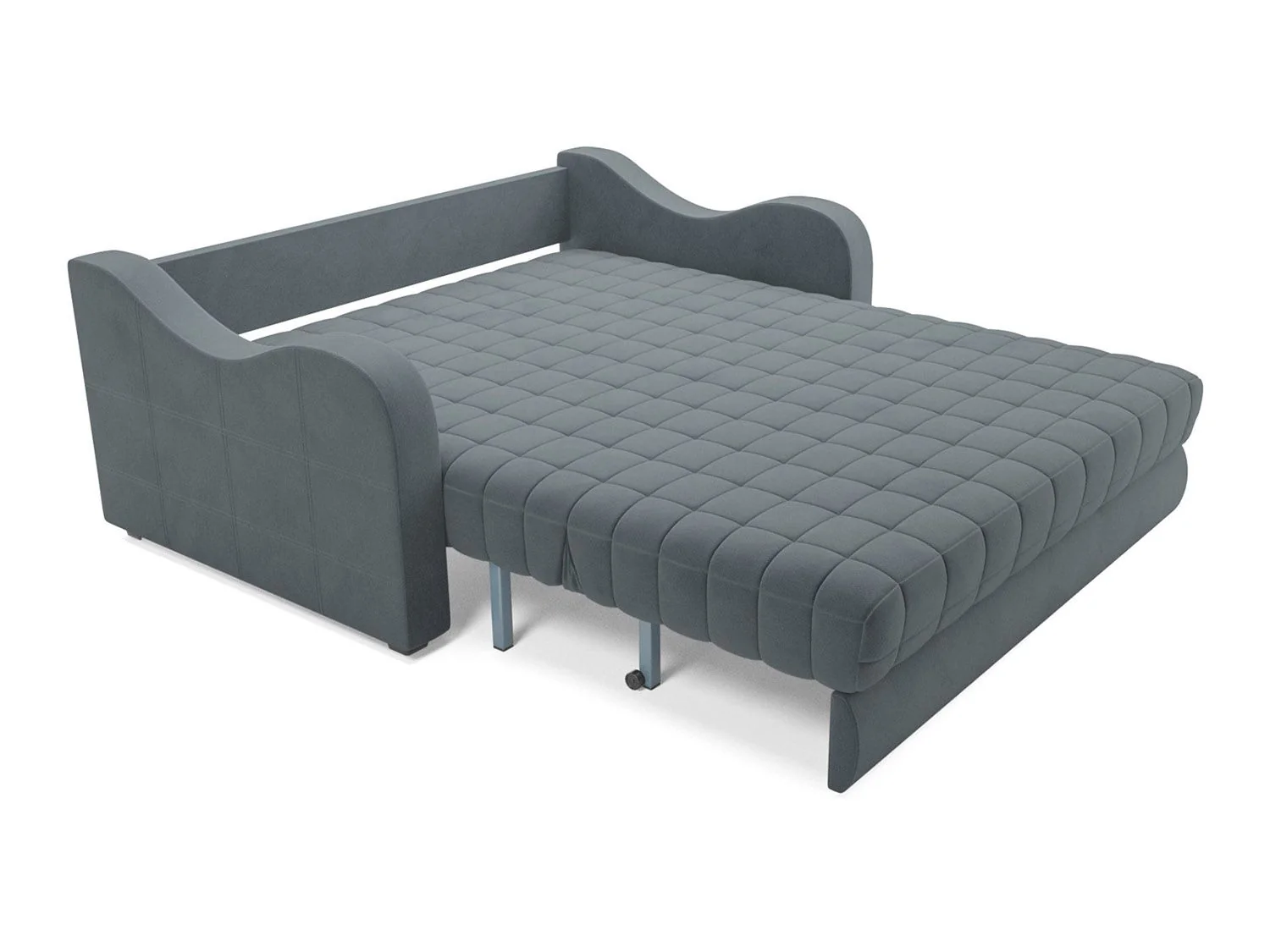 Диван Аккордеон Барон №4 велюр серо-синий HB-178 26