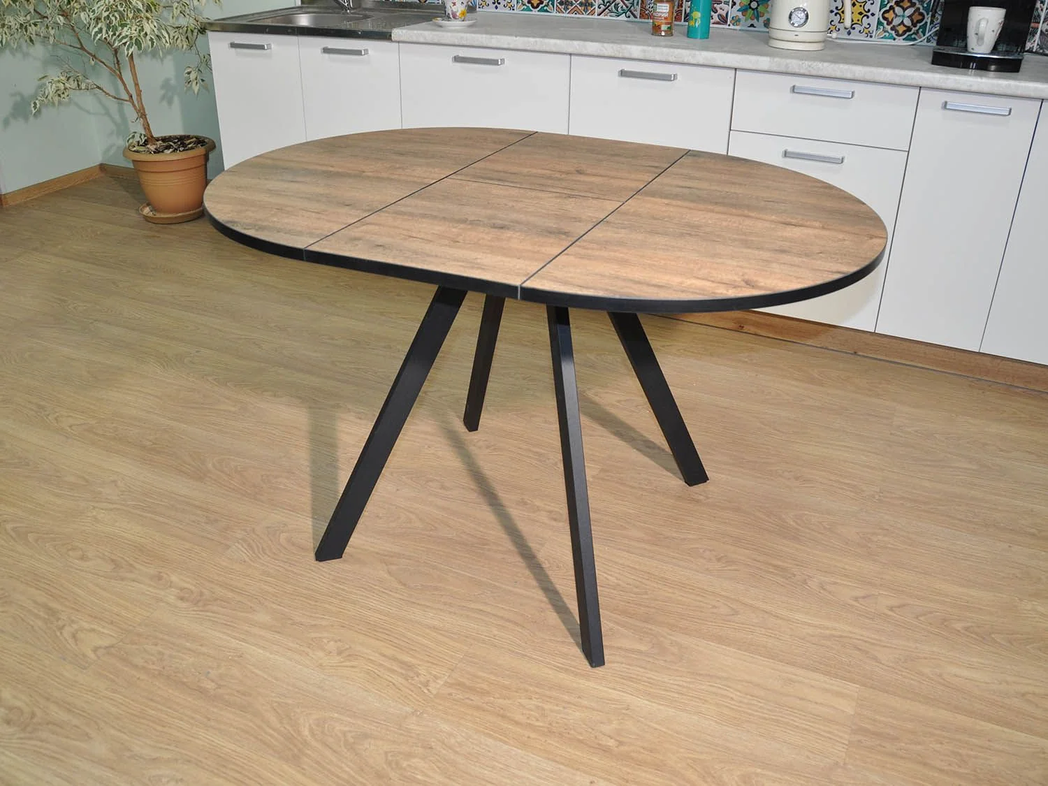 Стол обеденный Нарди Черный / Дуб Веллингтон