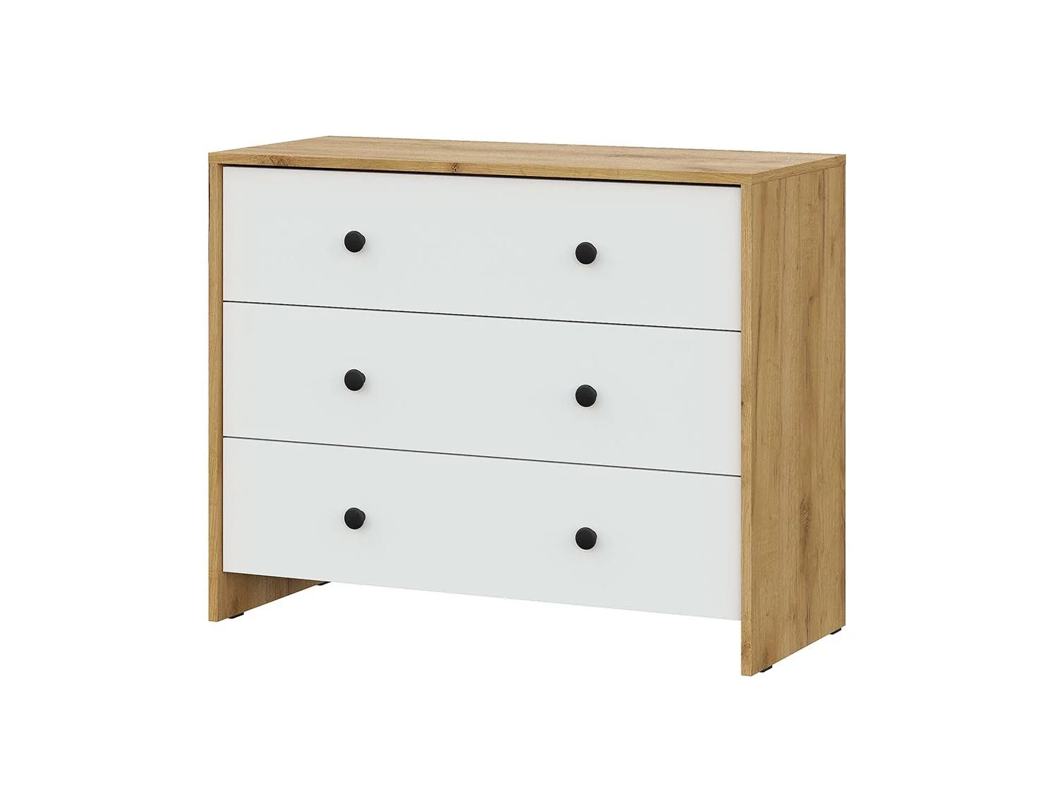 Дольче комод 3 ящика / Дуб золотой/Белый