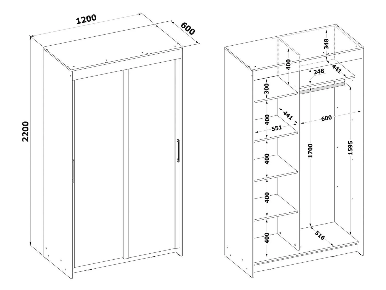 Шкаф-купе ШР-2126.2 Белый