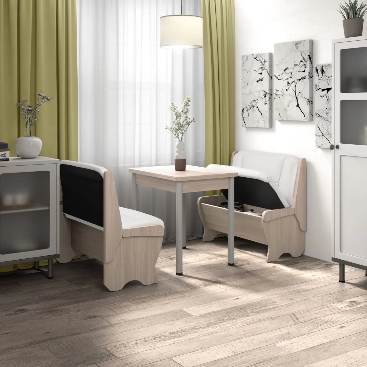 Кухонный набор скамья 950 Лотос - стол Ирис / ясень светлый/милк