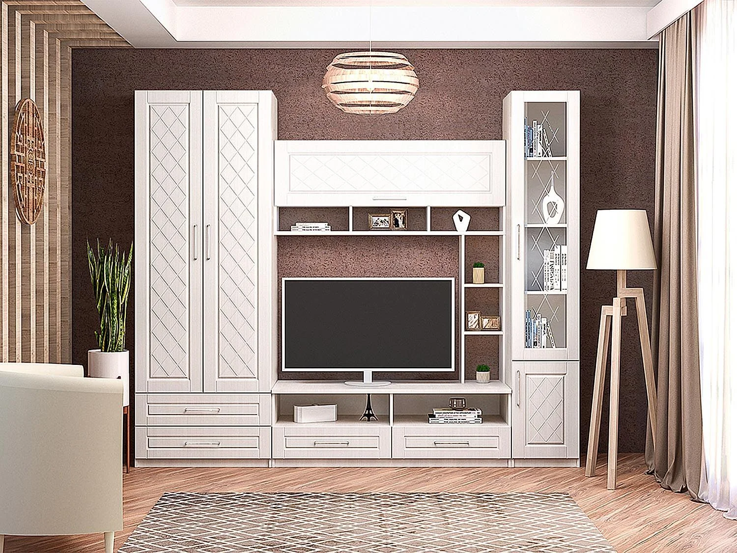 Гостиная Аллегро 9 Роммб компл. 2 / Бодега белая/Сандал белый