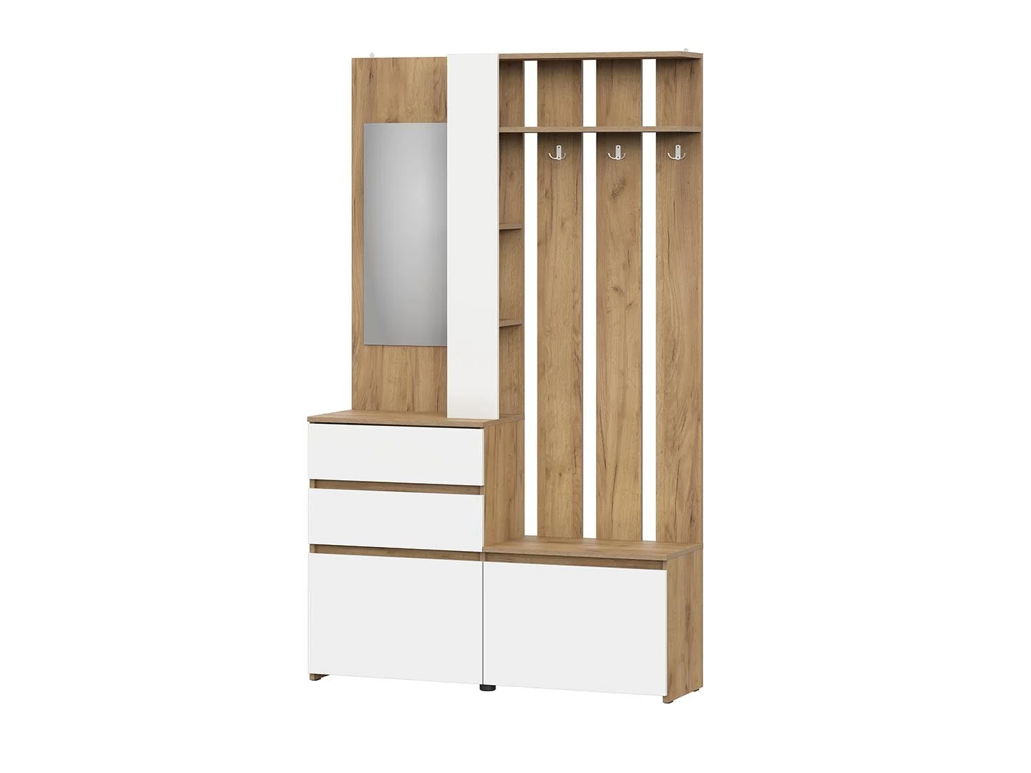 Некст 1 вешалка с зеркалом / Дуб золотой/Белый