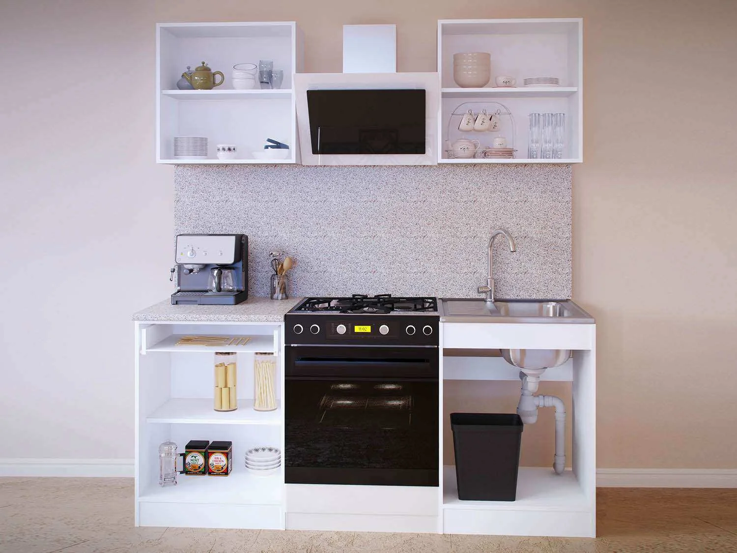 Кухонный гарнитур ПН-06 + ТК-06.1 + ПН-06 + ТК-06м Сокол дуб/белый