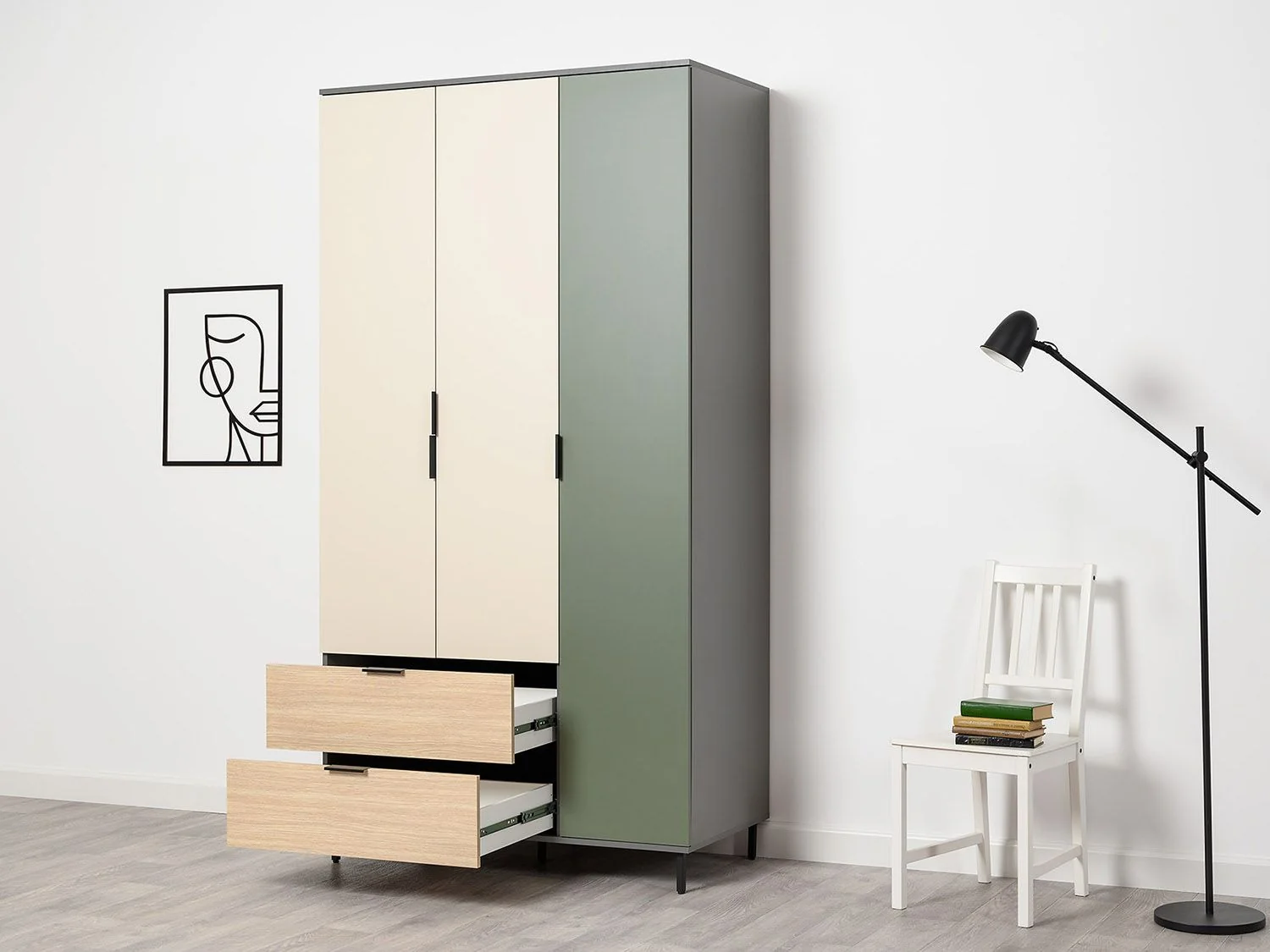 Марвэл Шкаф 16.317.03 Темно - серый / Плэйн / Дымчатый Зеленый