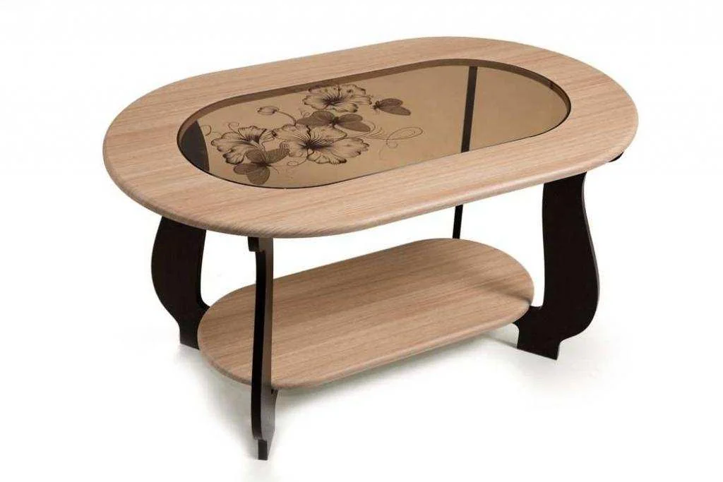 Стол журнальный СЖ-21 с рисунком Р2 венге/дуб