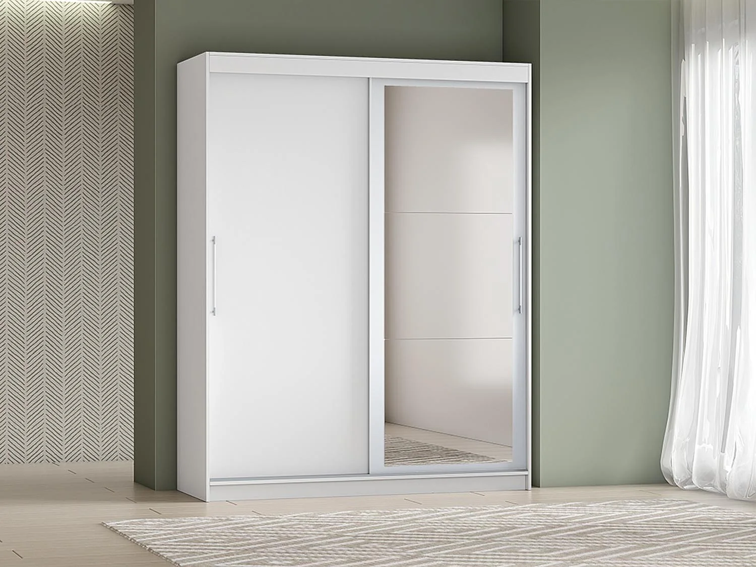 Шкаф-купе арт. 007 1,7 м зеркало / Белый