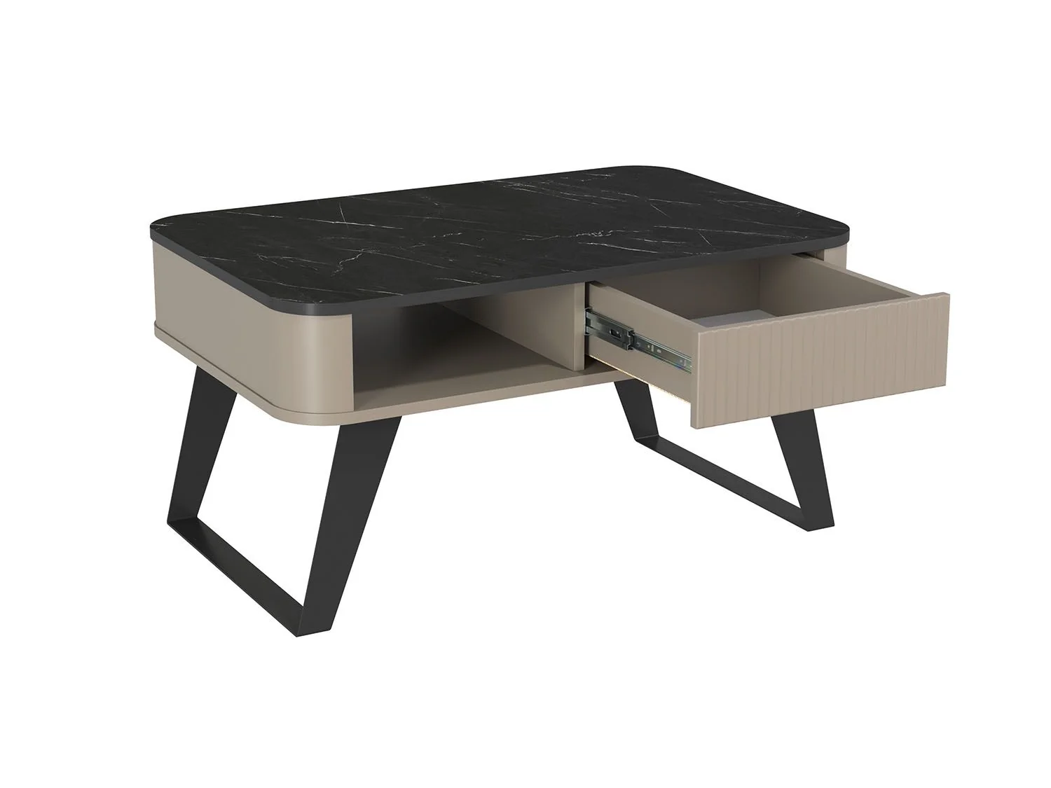 Фиделия стол журнальный 76.10 серый камень / мрамор черный