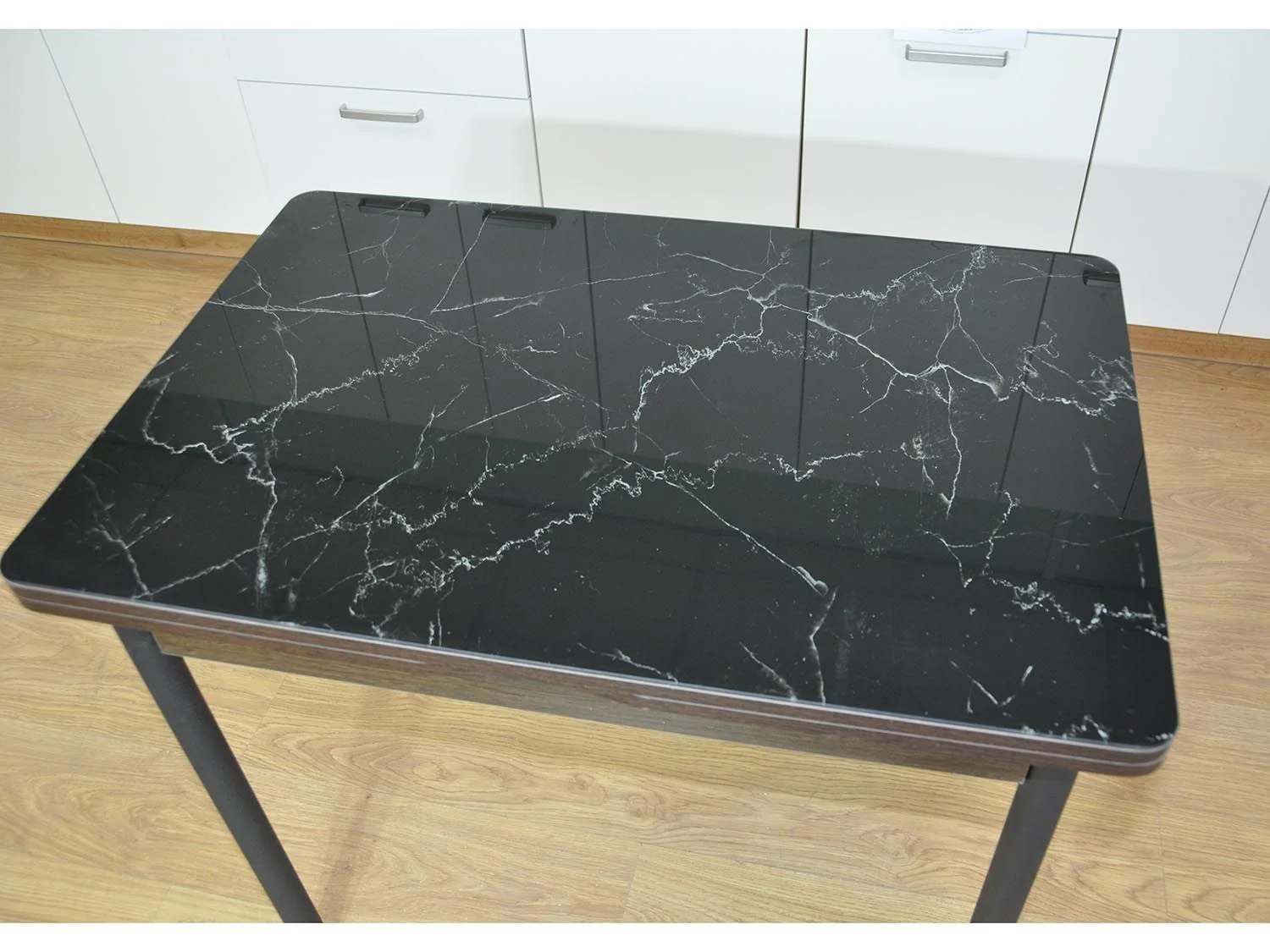 Симпл фотопечать стол обеденный раскладной / черный мрамор/венге/черный