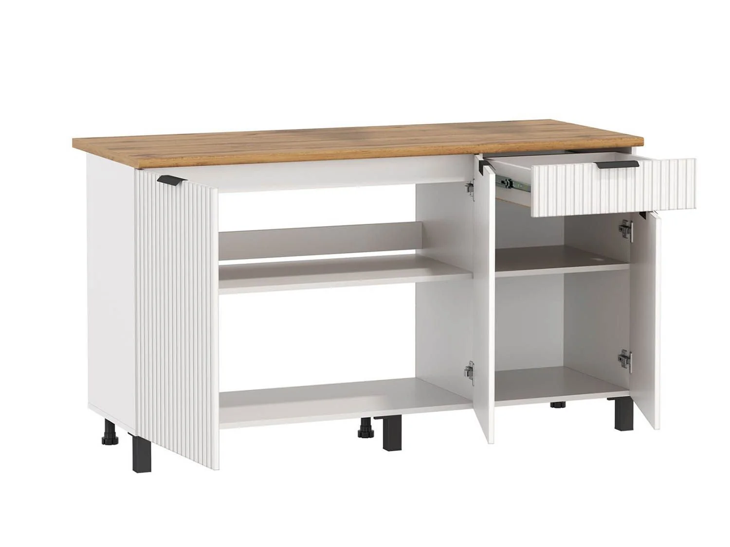 Кухня Венера 1500 МДФ Белый матовый фрезерованный