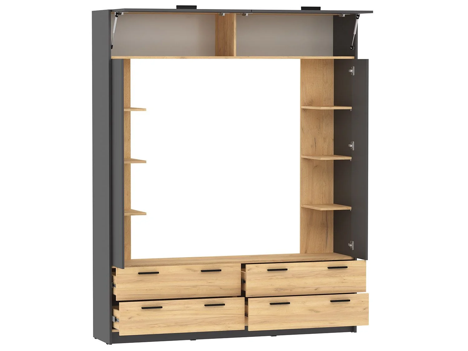 НМ 014.65 Шкаф комбинированный Оттавия Антрацит/Дуб золотой