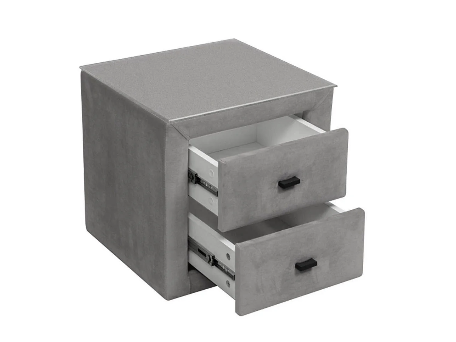 06.34-01 тумба прикроватная со стеклом Гамма велюр грей