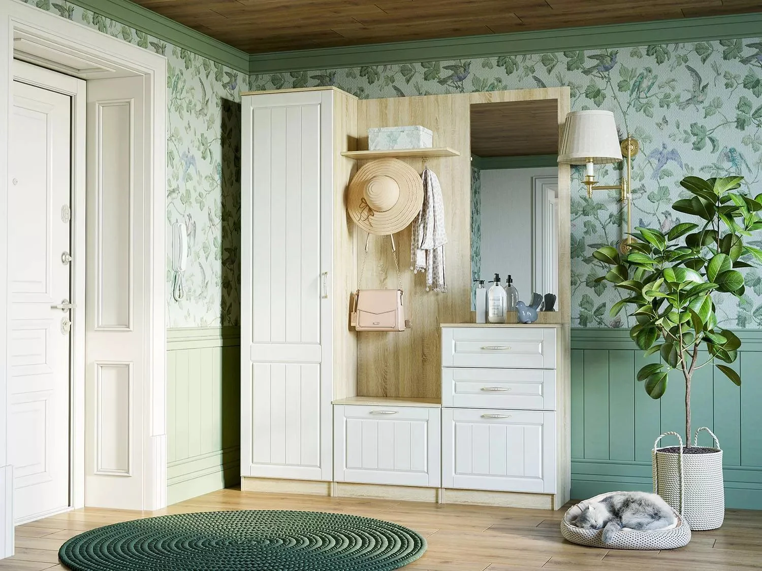 Прихожая Оливия-1 Дуб Сонома/белое дерево