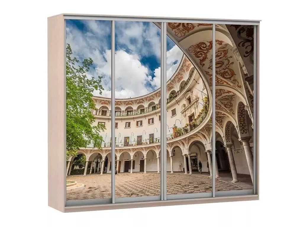 Шкаф купе Модерн 2362х450 4-х дверный 4-х секционный фотопечать №2 ясень